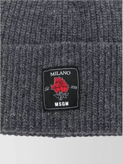 Msgm Rose-patch Ribbed Beanie Accessories