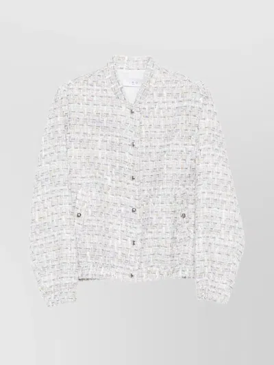 Iro Noemy Tweed Texture Cotton Jacket With Welt Pockets In White
