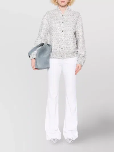 Iro Noemy Tweed Texture Cotton Jacket With Welt Pockets In White