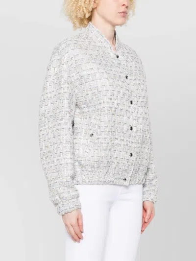 Iro Noemy Tweed Texture Cotton Jacket With Welt Pockets In White