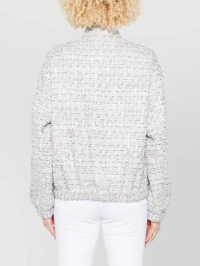 Iro Noemy Tweed Texture Cotton Jacket With Welt Pockets In White