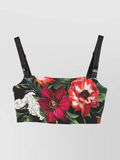 Dolce & Gabbana Floral Print Cropped Dress With Adjustable Straps In Multi