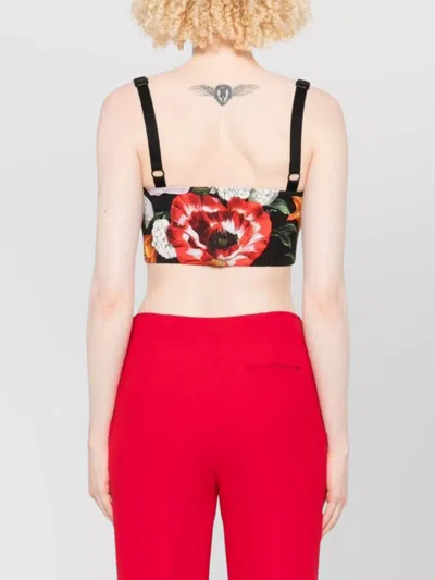 Dolce & Gabbana Floral Print Cropped Dress With Adjustable Straps In Multi