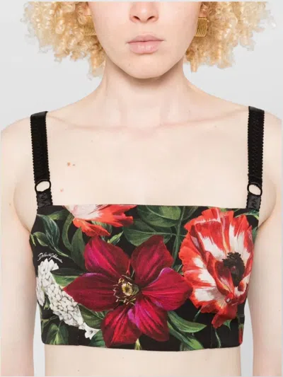 Dolce & Gabbana Floral Print Cropped Dress With Adjustable Straps In Multi