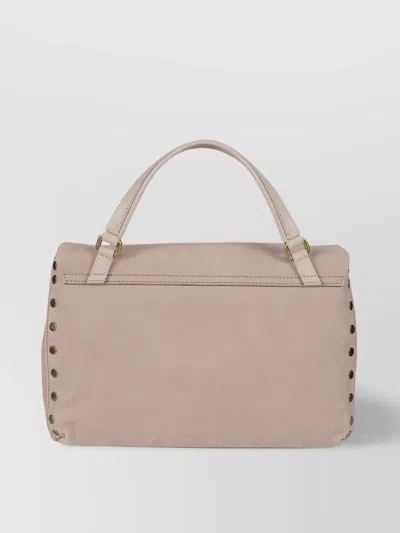 Zanellato Structured Beige-mauve Handbag With Gold Turn-lock Clasp