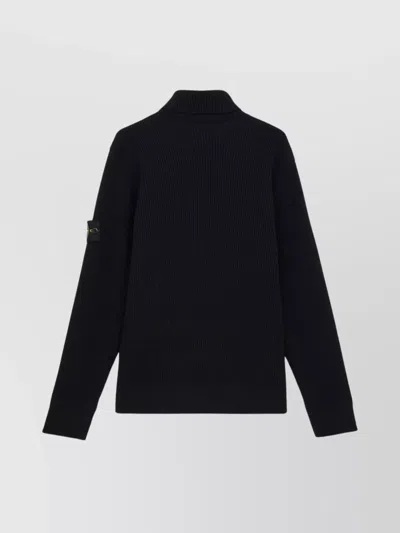 Stone Island Black Wool Turtleneck Sweater In Black