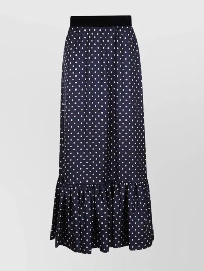 Valentino Womens Navy Betulla Polka Dot Ruffle Silk Midi Skirt In Blue