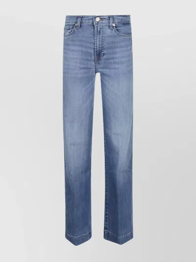 7 For All Mankind High-waisted Wide-flared Jeans With Subtle Whiskering In Blue