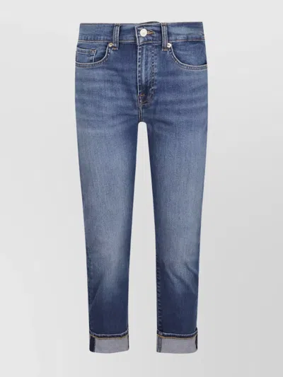 7 For All Mankind Mid-rise Skinny Cropped Denim Trousers In Blue
