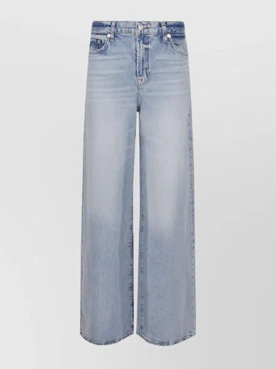 7 For All Mankind Marie Wide Leg Trousers With Bold Cuffs In Blue