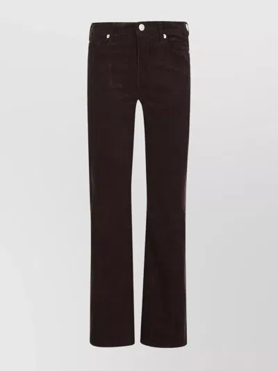 7 For All Mankind Twisted Dojo Tailorless Flare Leg Pants In Corduroy Coffee In Burgundy