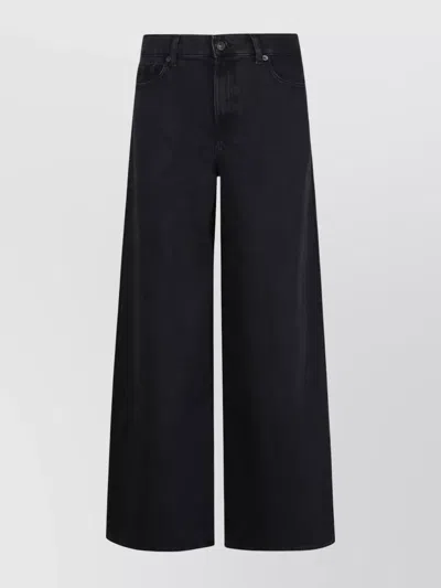 7 For All Mankind High-waisted Wide Leg Trousers With Bold Cuffs In Black