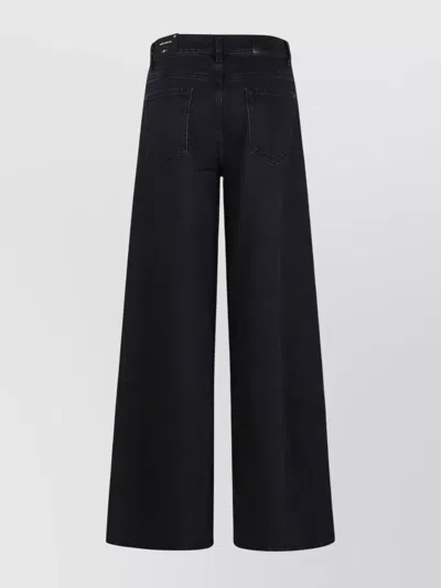 7 For All Mankind High-waisted Wide Leg Trousers With Bold Cuffs In Black