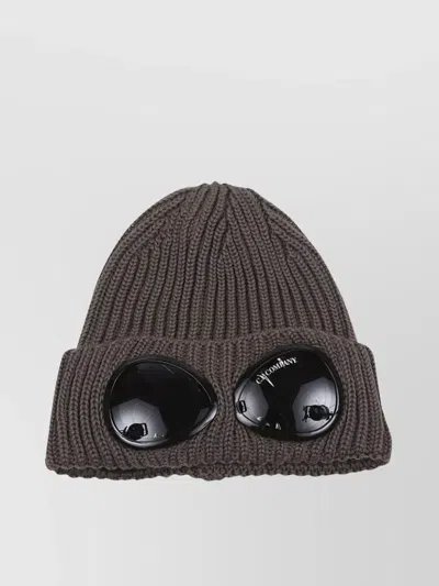 C.p. Company Knit Cap Merino Wool In Brown