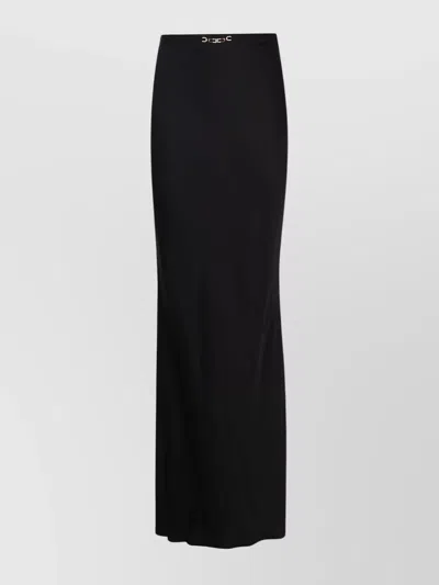 Elisabetta Franchi Slit Waist Maxi Skirt With Metal Detail In Black