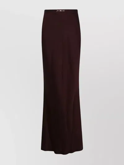 Elisabetta Franchi Long Skirt With High Waist And Metal Detail In Burgundy