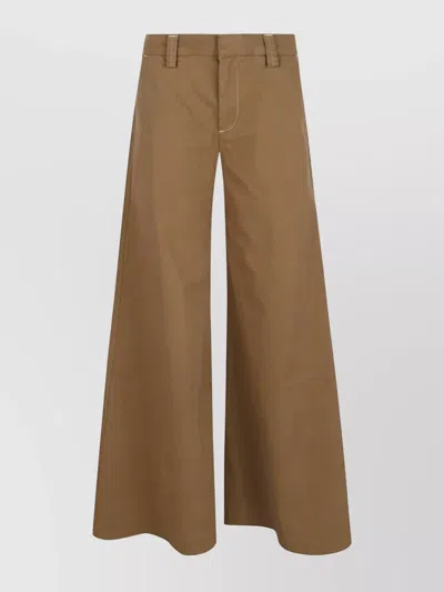 7 For All Mankind Wide-leg Mid-rise Jeans With Concealed Closure In Brown
