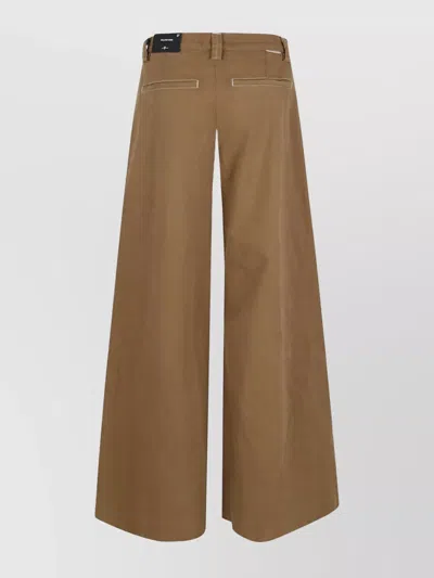 7 For All Mankind Wide-leg Mid-rise Jeans With Concealed Closure In Brown