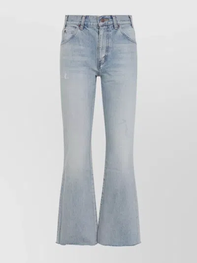 Celine Flared Leg Trousers With Front And Back Pockets In Blue