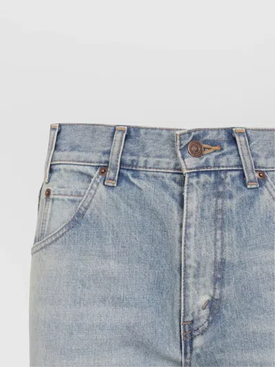 Celine Flared Leg Trousers With Front And Back Pockets In Blue