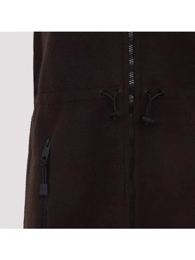 Miu Miu Mini Dress With Drawstring Waist And High Collar In Brown