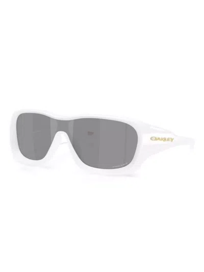 Oakley Full Rim Rectangular Sunglasses In White