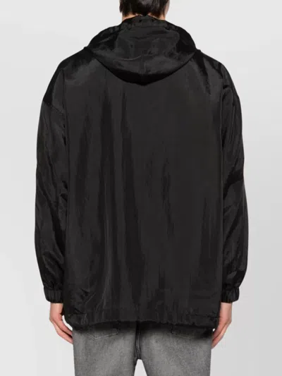 Balenciaga Hooded Raincoat With Drawstring And Pockets In Black