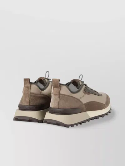 Brunello Cucinelli Streamlined Sneakers With Mesh Panels In Brown