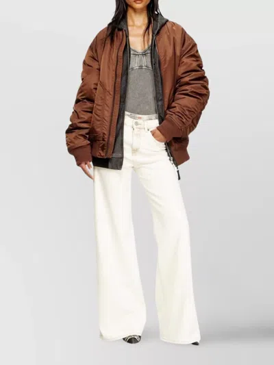 Diesel Off-white Wide Leg Bleach-effect Jeans In White