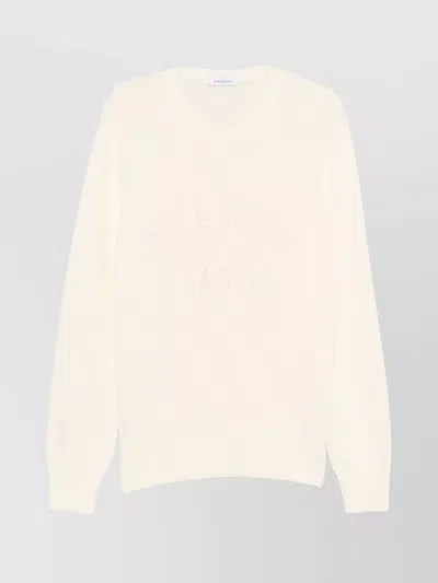 Givenchy Mens Ecru Brand-embroidery Crewneck Cotton Jumper In Neutral