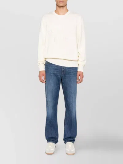 Givenchy Mens Ecru Brand-embroidery Crewneck Cotton Jumper In Neutral