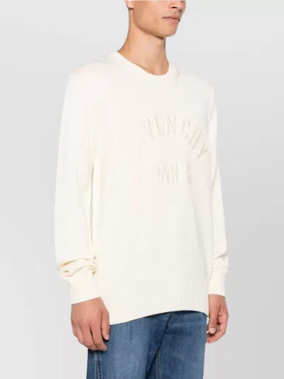 Givenchy Mens Ecru Brand-embroidery Crewneck Cotton Jumper In Neutral