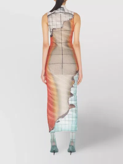 Jean Paul Gaultier Printed Tulle The Fire Tank Top In Orange