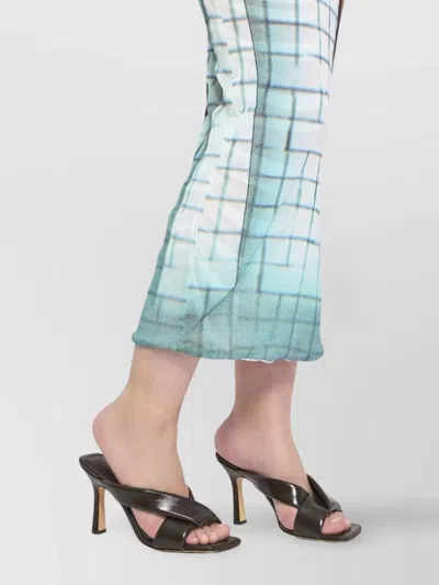 Jean Paul Gaultier Mesh High Neck Long Dress Printed "fire" In Multi