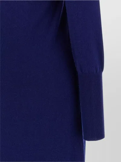 Tom Ford High Neck Buttoned Maxi Dress With Long Sleeves In Blue