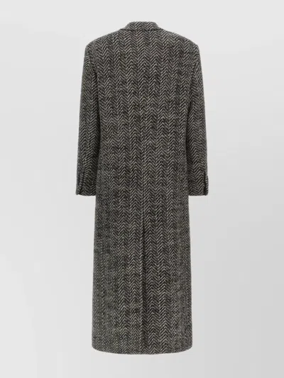 Tagliatore Wool Double-breasted Coat Herringbone Pattern In Gray