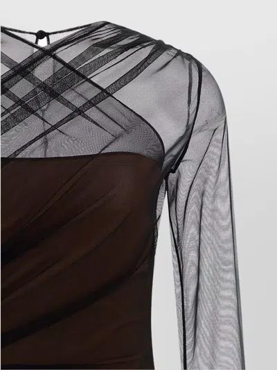 Nensi Dojaka 'mesh Overlay Geometric Pattern Bodysuit' In Black