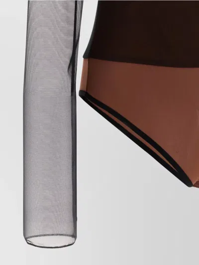 Nensi Dojaka 'mesh Overlay Geometric Pattern Bodysuit' In Black