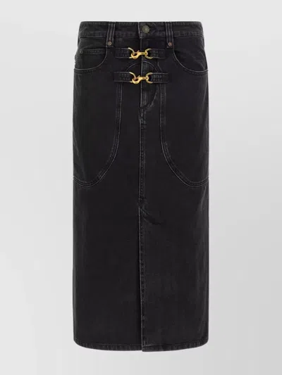 Isabel Marant 'pavina' Denim Midi Skirt In Black