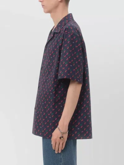 Valentino Garavani Bowling Shirt With Cherryfic Print In Blue