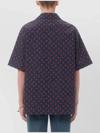 Valentino Garavani Bowling Shirt With Cherryfic Print In Blue