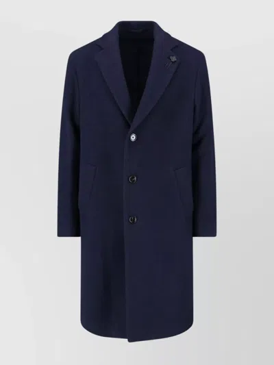 Lardini Classic Tailored Coat With Three-button Closure In Blue