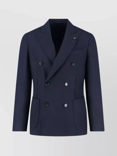Lardini Tailored Jacket With Notch Lapel And Button Detailing In Blue