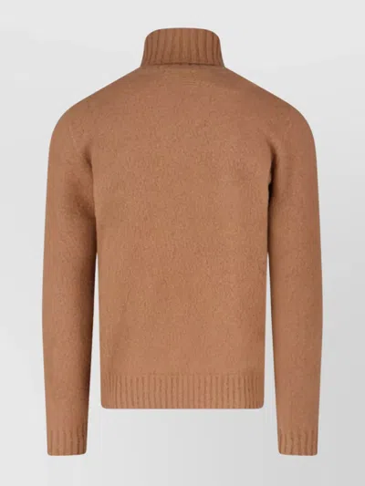 Drumohr Ribbed Turtleneck Sweater Long Sleeves In Brown