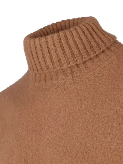 Drumohr Ribbed Turtleneck Sweater Long Sleeves In Brown