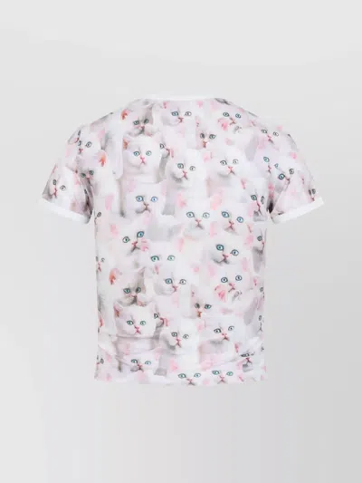 Diesel Cat-print T-shirt With Short Sleeves Throughout In White