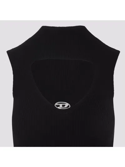 Diesel Mini Wool Dress With Inlay In Black