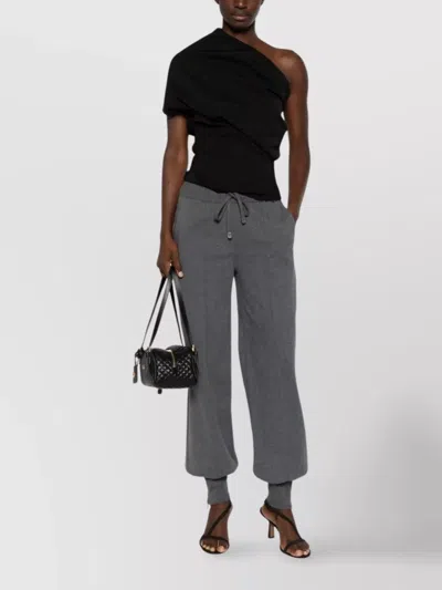 Tom Ford Tapered Leg Trousers With Adjustable Drawstring And Elasticized Cuffs In Gray
