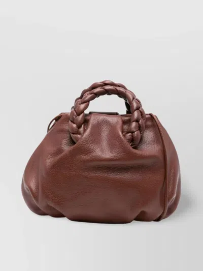 Hereu Small Leather Handbag Braided Handles In Brown