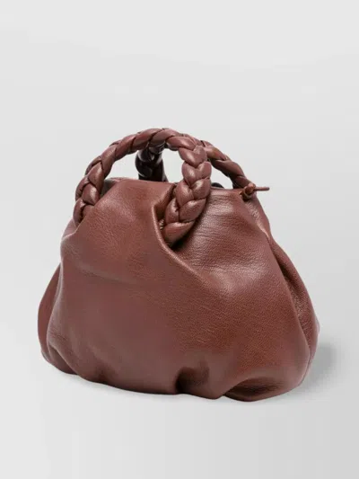 Hereu Small Leather Handbag Braided Handles In Brown